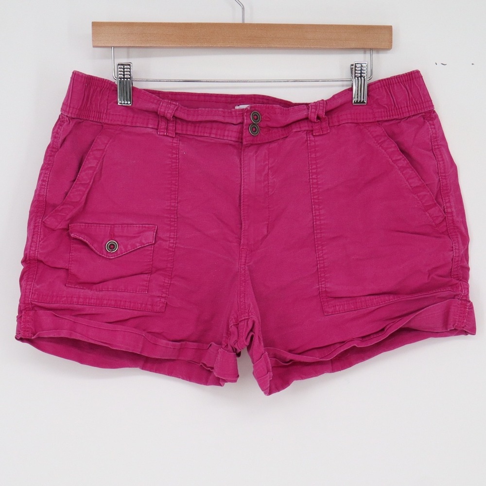 Time and Tru Shorts Womens 14 Cargo Utility Magenta Red Stretch Excellent